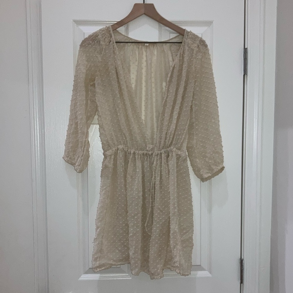 Vanessa Bruno Sheer Cream Mini Dress